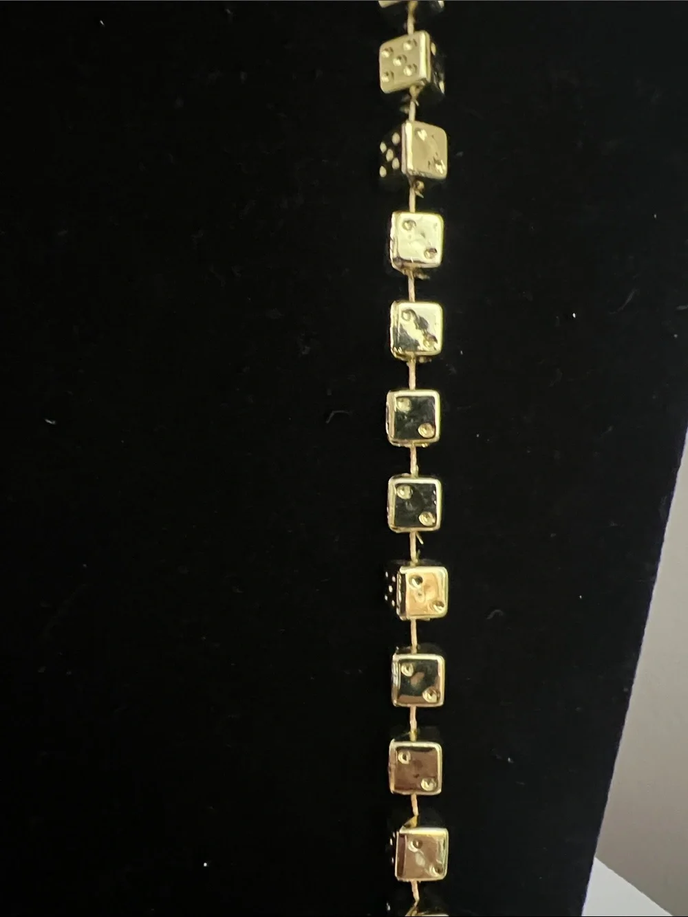Vintage Gold Tone Dice Cubes Necklace - Novelty - Long